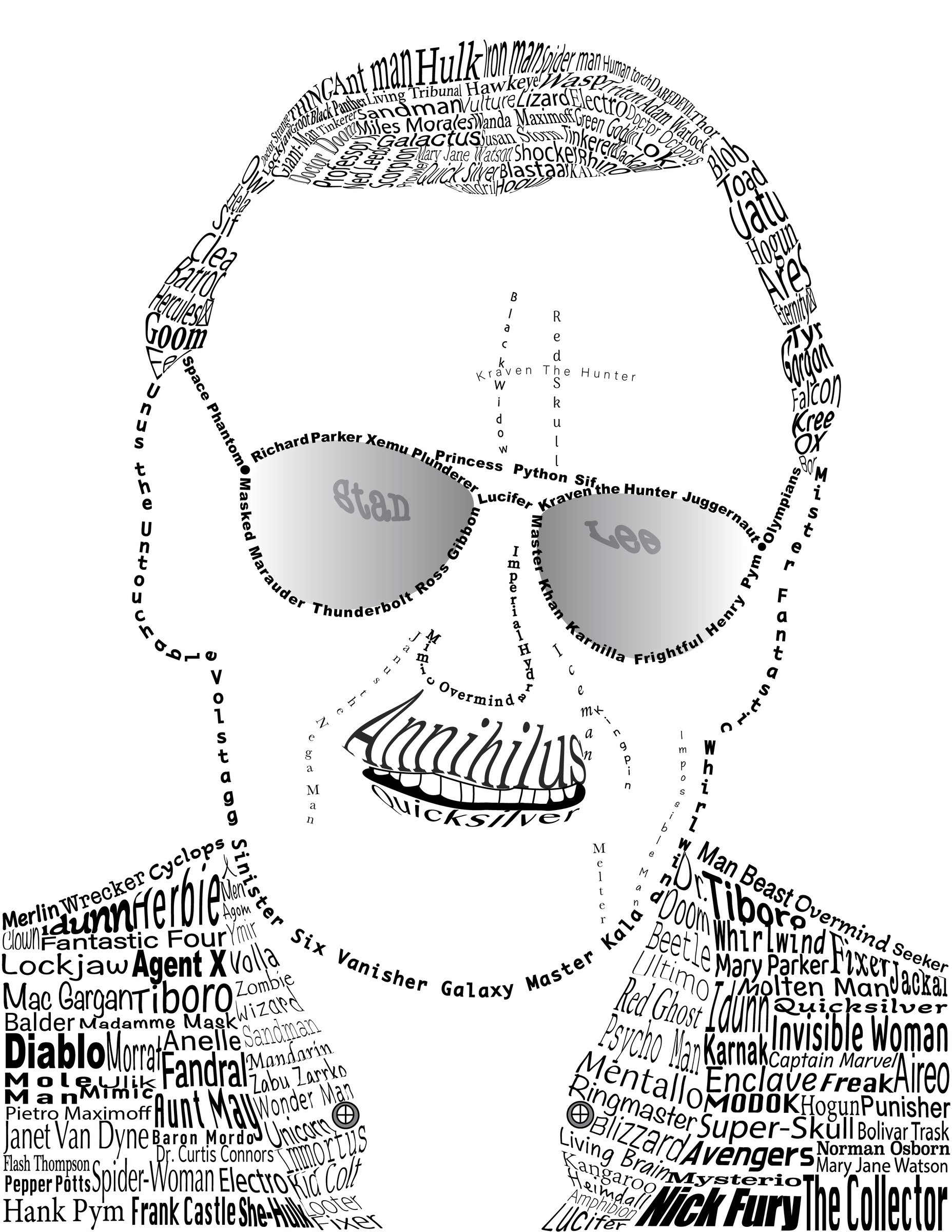 Stan Lee Typographic Tribute Portrait Master Display